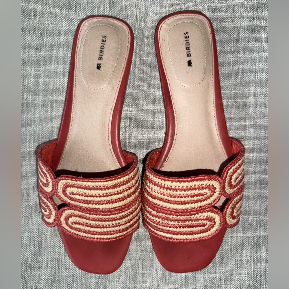 Birdies Red and Cream Woven Slide Sandals - Picture 5 of 5